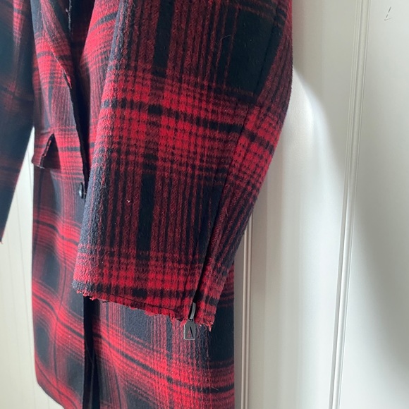 Eleven Paris Red Plaid Overcoat, size S - Picture 7 of 8